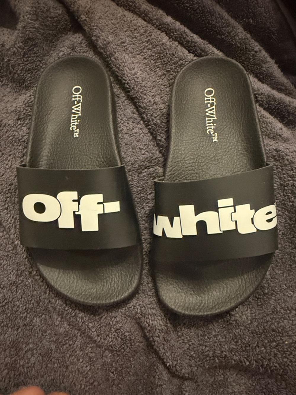 Off-White Black Slides with White Logo